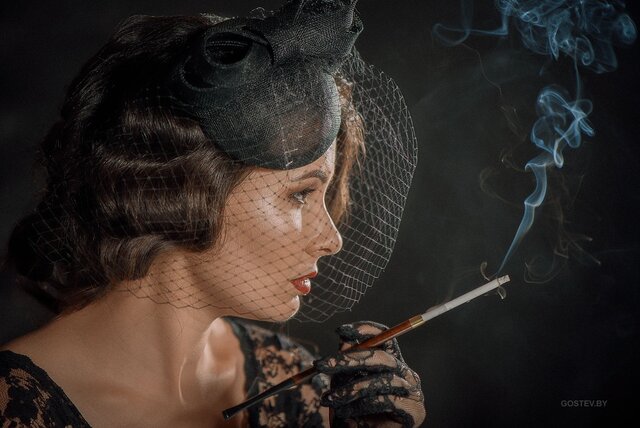 Smoking, Smoke, Lady, Beauty, Portrait, Human, Black hair, Cg artwork, Long hair, Art