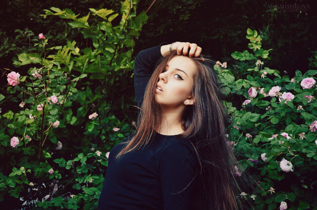Brunette, Lady, Girl, Blossom, Flowers, Beauty
