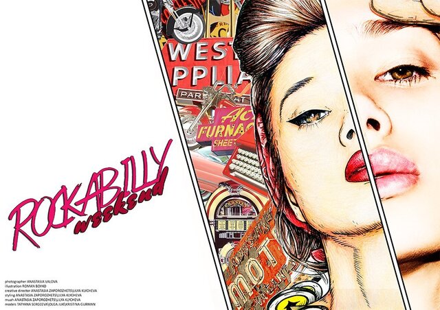 Rock'n'roll, Fashion, рисунок, модель, коллаж