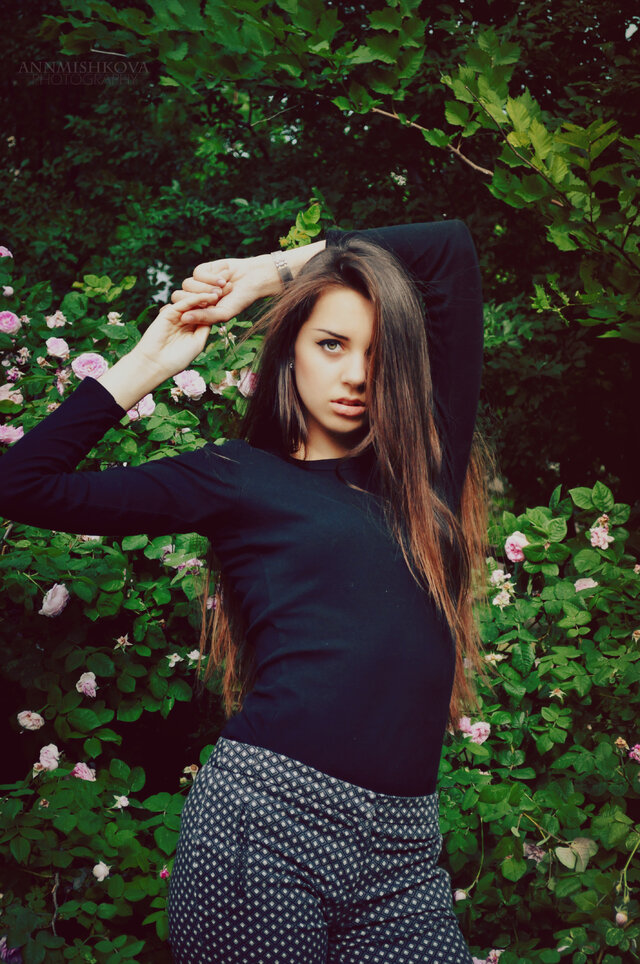 Brunette, Lady, Girl, Blossom, Flowers, Beauty