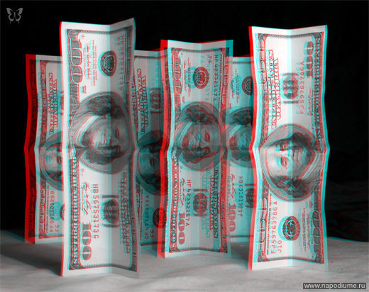 доллары,  деньги,  баксы,  $,  3дфото,  3Dphoto,  стерео фото,  3D фото
