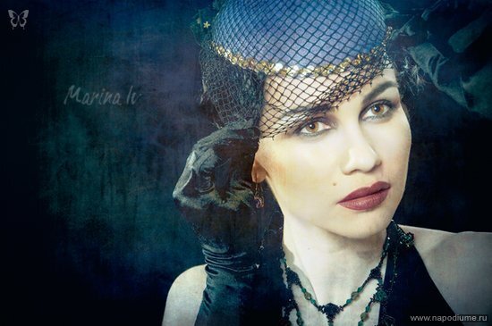 портрет,  Fashion,  ретро,  брюнетка,  черные волосы,  немое кино,  вуаль,  дым,  сигара