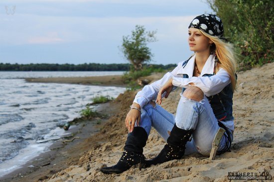 девушка,  берег,  Fashion