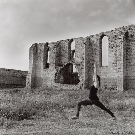 Asana, Virabhadrasana, Warrior, Yoga, Асана, Воин, Йога, Образ, Скан, ЧБ