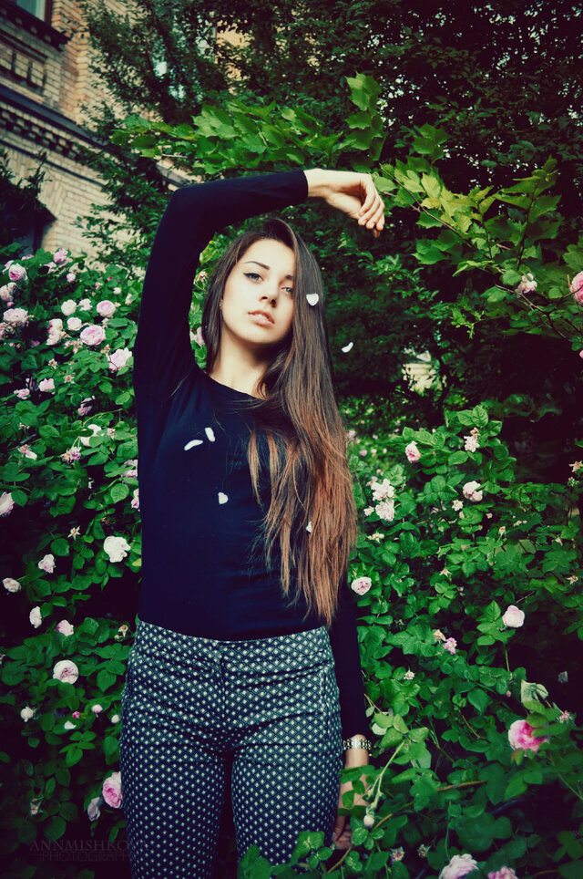 Brunette, Lady, Girl, Blossom, Flowers, Beauty