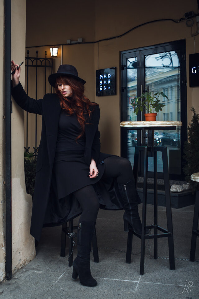 Street, Styke, стиль, улица, рыжие, Fashion, чёрный
