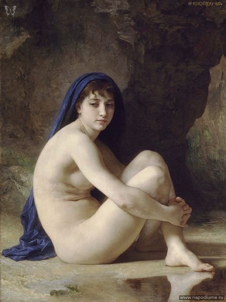William Bouguereau,  BAIGNEUSE ACCROUPIE
