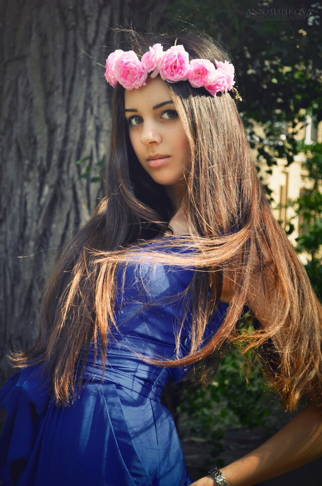 Brunette, Lady, Girl, Blossom, Flowers, Beauty